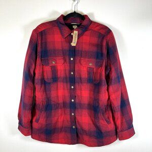 NWT Duluth Trading Co Women's Free Swingin' Lined Flannel Shirt Shacket Plaid L‎